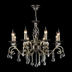 Maytoni Grace lysekrone, 8 lyskilder, messing/hvid