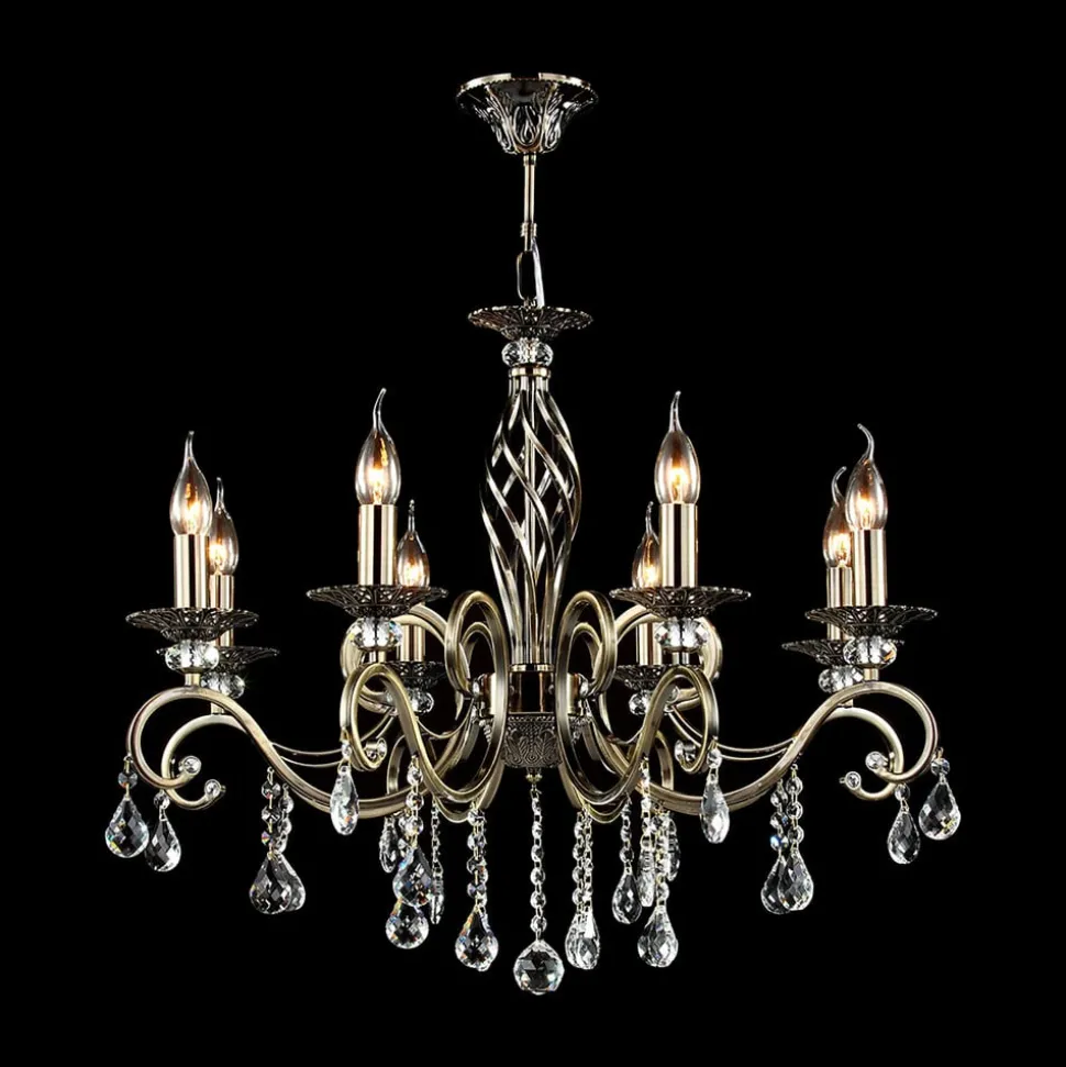 Maytoni Grace lysekrone, 8 lyskilder, messing/hvid