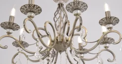Maytoni Grace lysekrone, 8 lyskilder, messing/hvid