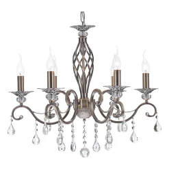 Maytoni Grace lysekrone, 6 lyskilder, messing/hvid