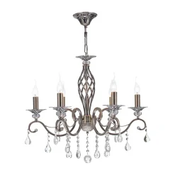 Maytoni Grace lysekrone, 6 lyskilder, messing/hvid