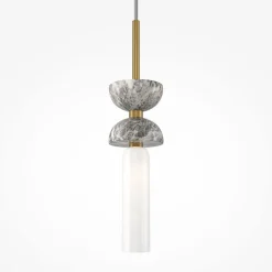 Maytoni hængelampe Kyoto, guld, Ø 10 cm, marmor, glas