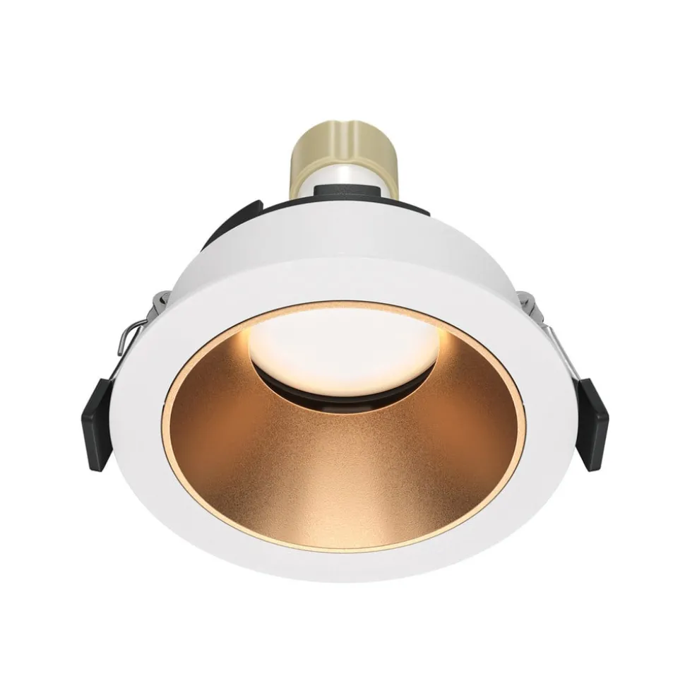 Maytoni indbygningslampe Share, hvid/guld, Ø 8,5 cm, aluminium, GU10