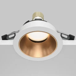 Maytoni indbygningslampe Share, hvid/guld, Ø 8,5 cm, aluminium, GU10