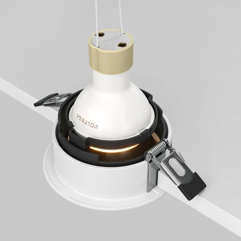 Maytoni indbygningslampe Share, hvid/guld, Ø 8,5 cm, aluminium, GU10