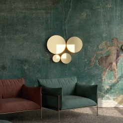 Maytoni Jupiter LED-væglampe, guld, Ø 25cm