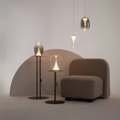 Maytoni LED-hængelampe Splash, røggrå, Ø 20 cm, glas