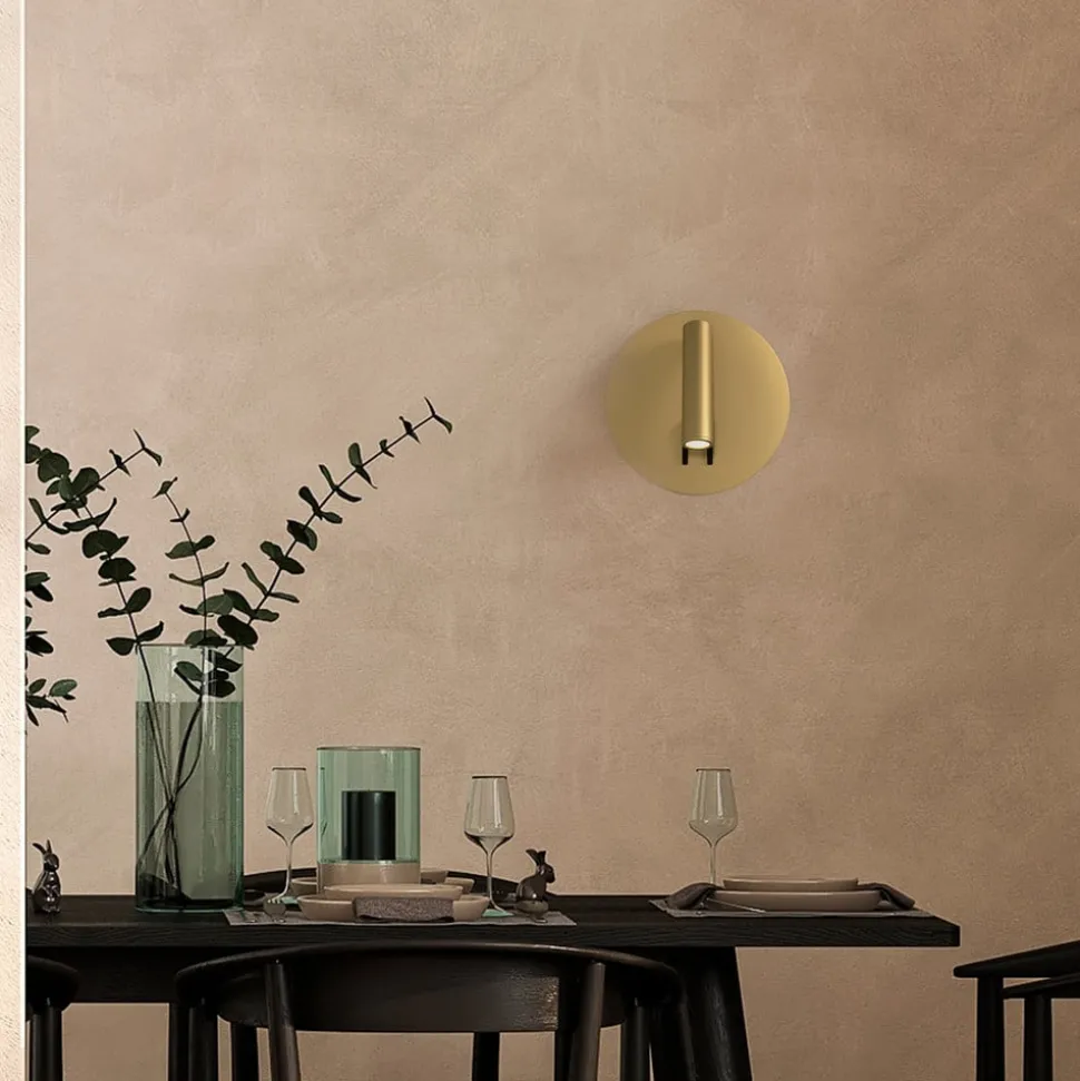 Maytoni LED-væglampe iOS 176, guldfarvet, rund, aluminium