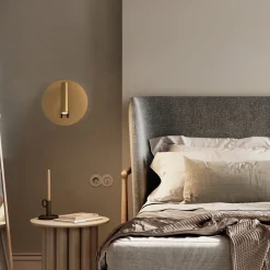 Maytoni LED-væglampe iOS 176, guldfarvet, rund, aluminium