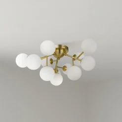 Maytoni loftlampe Dallas, 12 lyskilder, guldfarvet/hvid