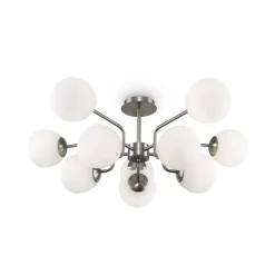 Maytoni loftlampe Erich, nikkelfarvet, glas/metal 10 lyskilder.