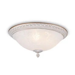 Maytoni loftlampe Pascal, hvid/guld, Ø 35 cm glas/metal