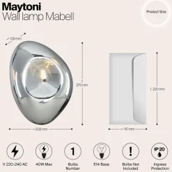 Maytoni Mabell væglampe af glas, krom