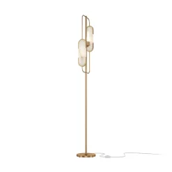 Maytoni Marmo gulvlampe, guldfarve/natursten
