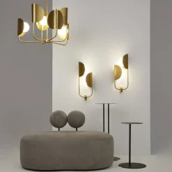 Maytoni Tropic væglampe, højre, messing, 2 lyskilder, metal