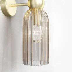 Maytoni væglampe Antic, 2 lyskilder, guld/amber, glas