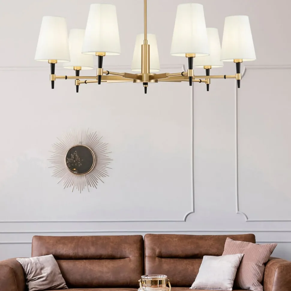 Maytoni Zaragoza lysekrone, 7 lyskilder, stofskærm