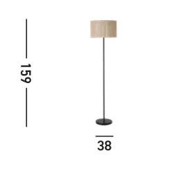 Meadow gulvlampe, sort, brun, naturfiber, stål