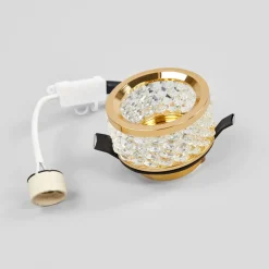 Med krystalpynt - indbygningslampe Iwen, guld