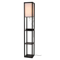 Menno gulvlampe, sort, 162,7 cm, trådløs oplader