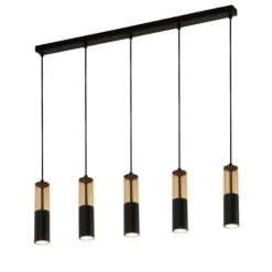 Merrygold pendellampe, sort/amber, metal, GU10, 5 lyskilder.
