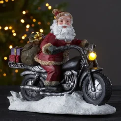 Merryville LED-dekolampe, julemand på motorcykel