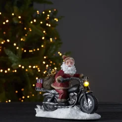 Merryville LED-dekolampe, julemand på motorcykel