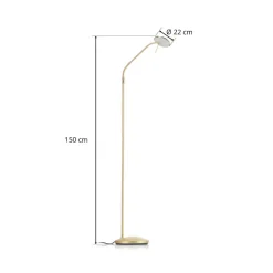 Messingfarvet LED-gulvlampe Zenith med lysdæmper
