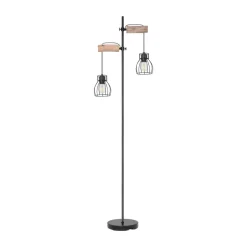 Mina gulvlampe, sort/brun, højde 168 cm, metal/træ