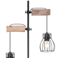 Mina gulvlampe, sort/brun, højde 168 cm, metal/træ