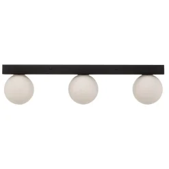 Mini loftlampe til bad, 3 lyskilder, sort, glas/metal