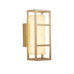 Mirage LED-væglampe, højde 40 cm, guld, stål, IP44