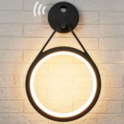 Mirco udendørs LED-væglampe med sensor, ringformet