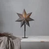 Mixa stående stjerne, metal/papir sort/mørkegrå