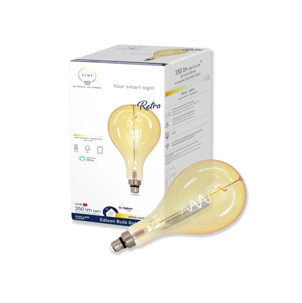 Müller Licht tint white LED-pære E27 4,9 W guld