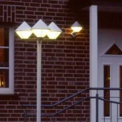 Moderne lygtepæl 181, hvid, 3 lyskilder