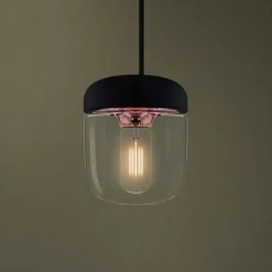 Moderne pendellampe Acorn, sort og kobber