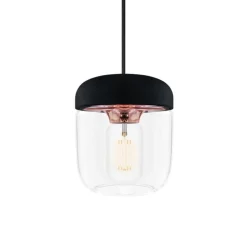 Moderne pendellampe Acorn, sort og kobber