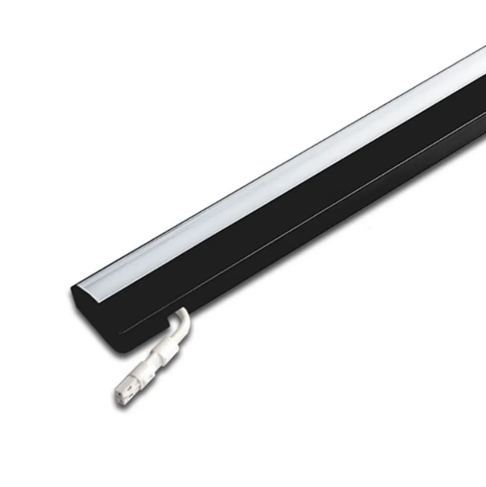 ModuLite F LED-underskabsbelysning, sort, 90 cm, 3.000 K, aluminium