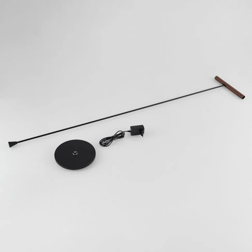 Molto Luce LED-gulvlampe Meyjo F, sort/kaffebrun, aluminium