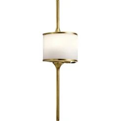 Mona LED-væglampe IP44 højde 55,9cm natur messing