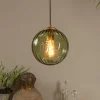 Monsaraz pendellampe, grøn, Ø 25 cm, glas, 1 lyskilde