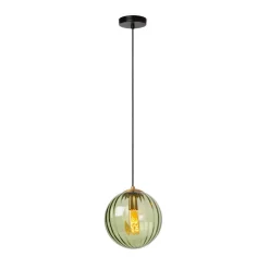 Monsaraz pendellampe, grøn, Ø 25 cm, glas, 1 lyskilde