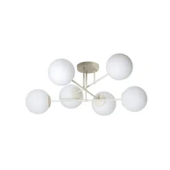 Moon loftlampe, 87 cm, 6 lyskilder, sandfarvet, glas, E27
