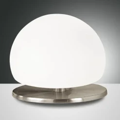 Morgana bordlampe, nikkel/hvid, touchdæmper, 3.000 K