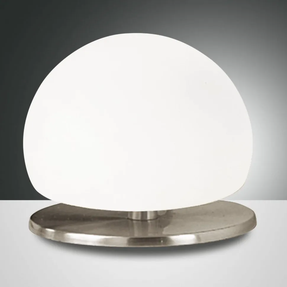 Morgana bordlampe, nikkel/hvid, touchdæmper, 3.000 K