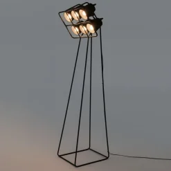 Multilamp gulvlampe, 6 lyskilder, sort
