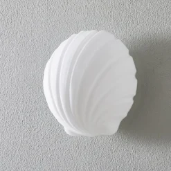 Mydi væglampe af glas, hvid satineret
