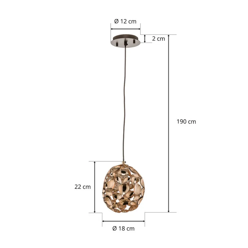Narisa LED-pendel Ø 18 cm rosaguld/brun