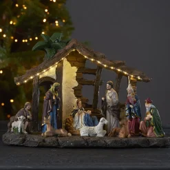 Nativity LED-dekorationslampe, batteridrift, 37 cm